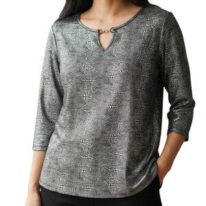 ByDESIGN Black & Silver 3/4 Sleeves Top - Size Large